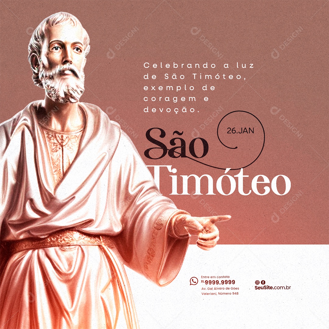 Dia De São Timóteo 26 De Janeiro Celebrando a luz exemplo de coragem Social Media PSD Editável