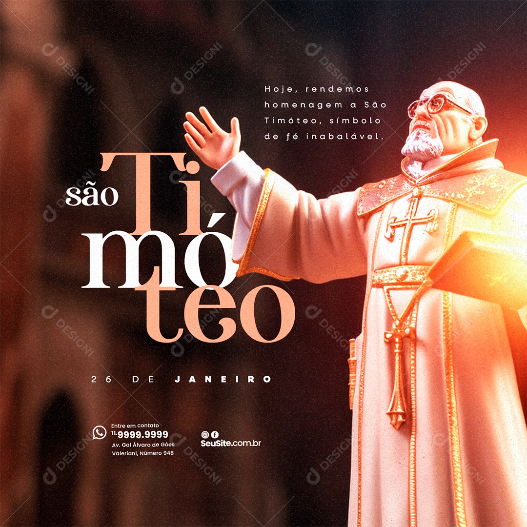 Dia De São Timóteo 26 De Janeiro Hoje rendemos homenagem Social Media PSD Editável