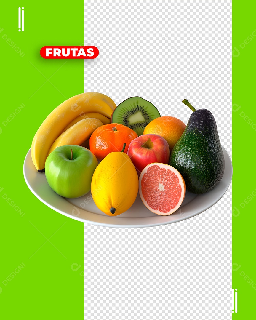 Frutas Elemento 3D para Composição PSD