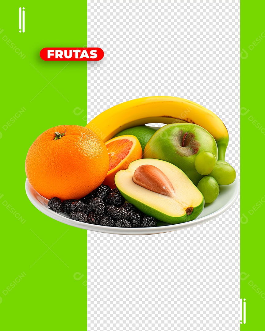 Frutas Elemento 3D para Composição PSD