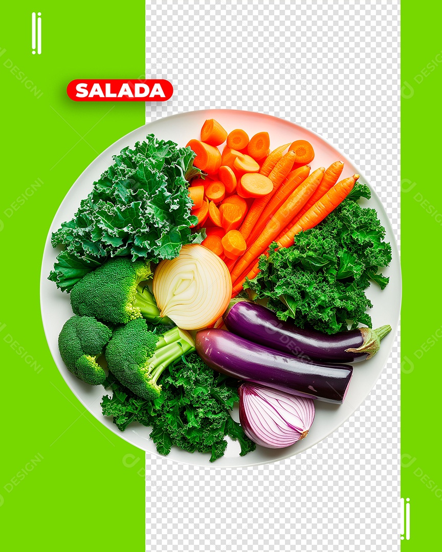 Elemento 3D Salada para Composição PSD