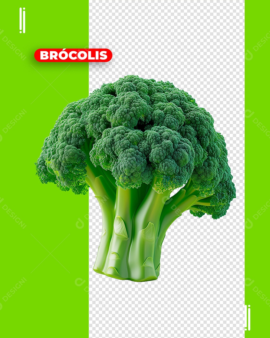 Brócolis Elemento 3D para Composição PSD