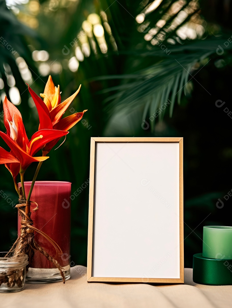 Maquete de moldura em branco para cartões e presentes