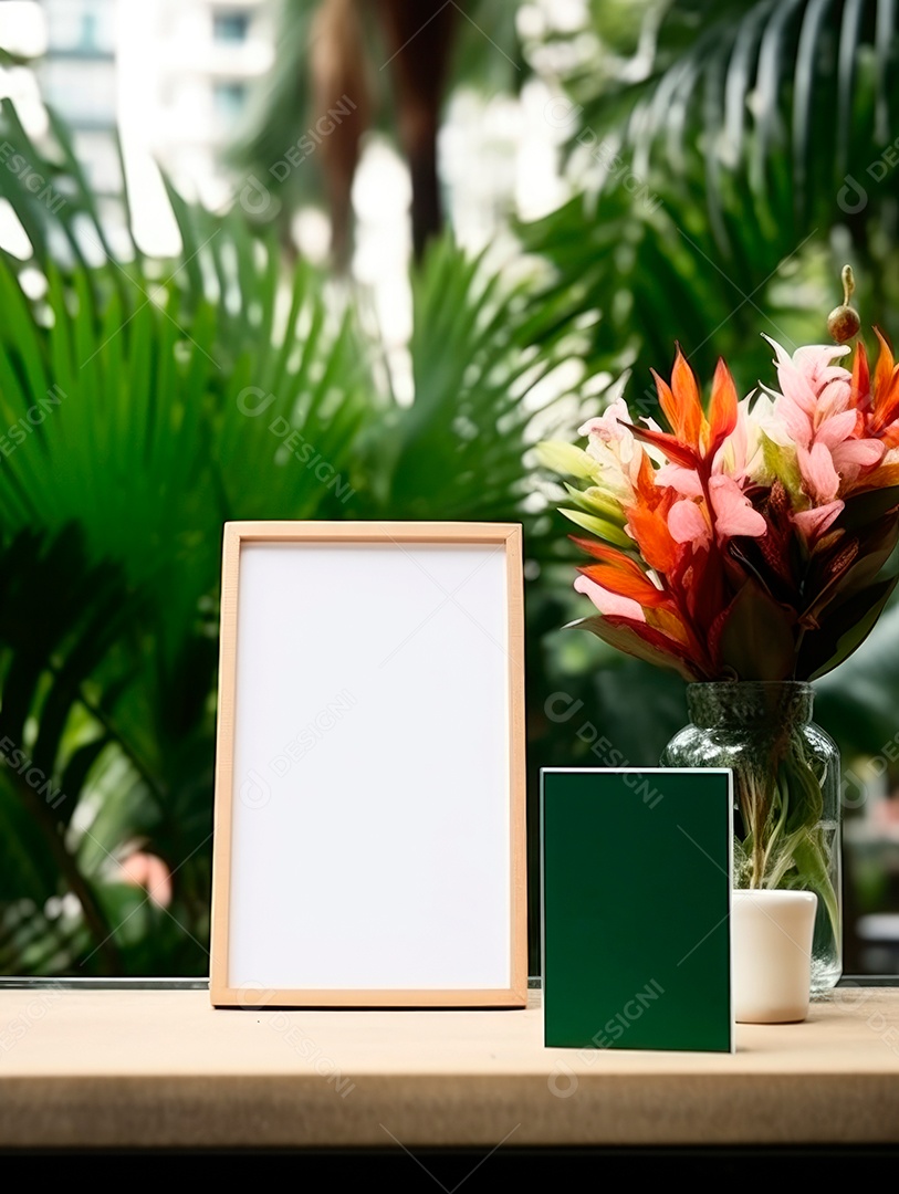 Maquete de moldura em branco para cartões e presentes