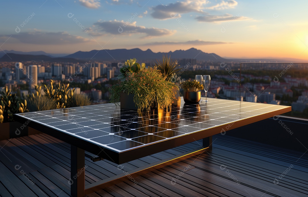 Retrato realista de placa solar