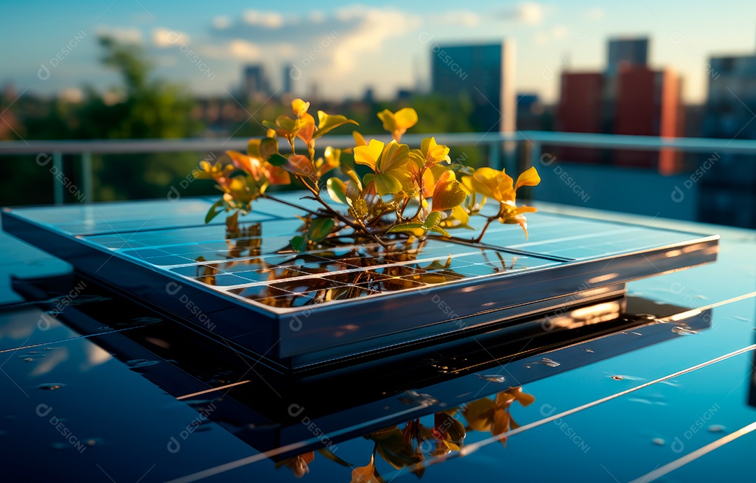 Retrato realista de placa solar