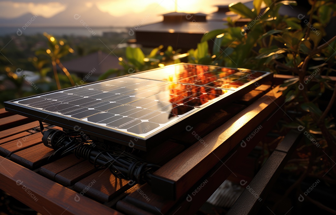 Retrato realista de placa solar