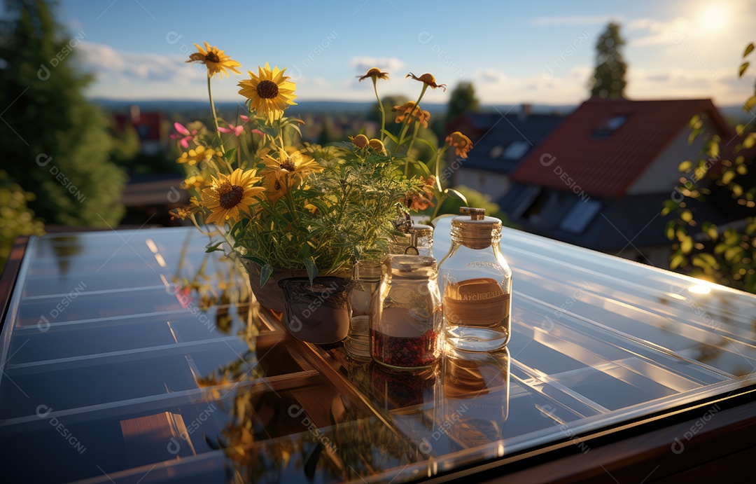 Retrato realista de placa solar
