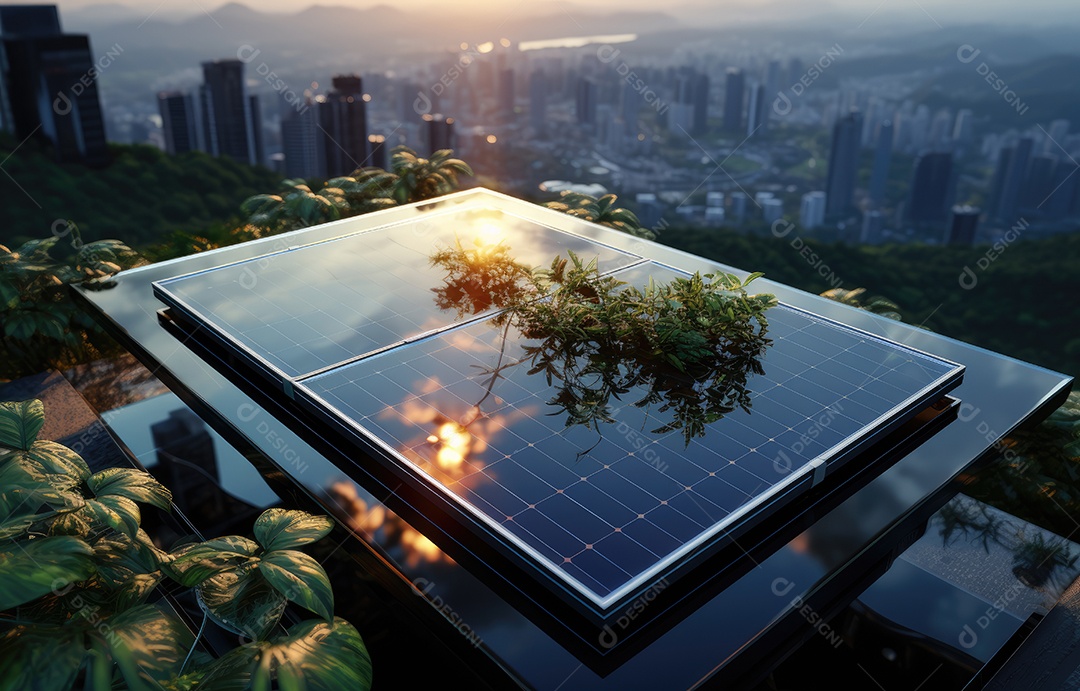 Retrato realista de placa solar