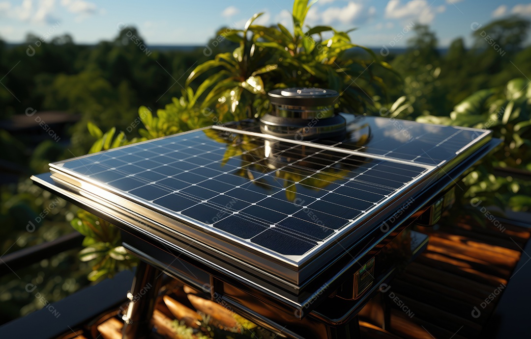 Retrato realista de placa solar