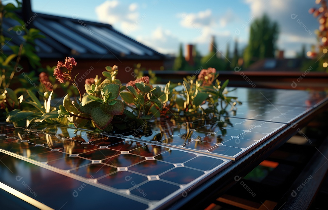 Retrato realista de placa solar