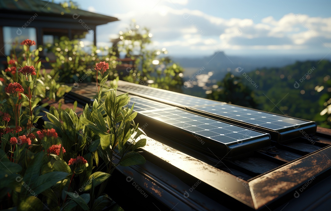 Retrato realista de placa solar