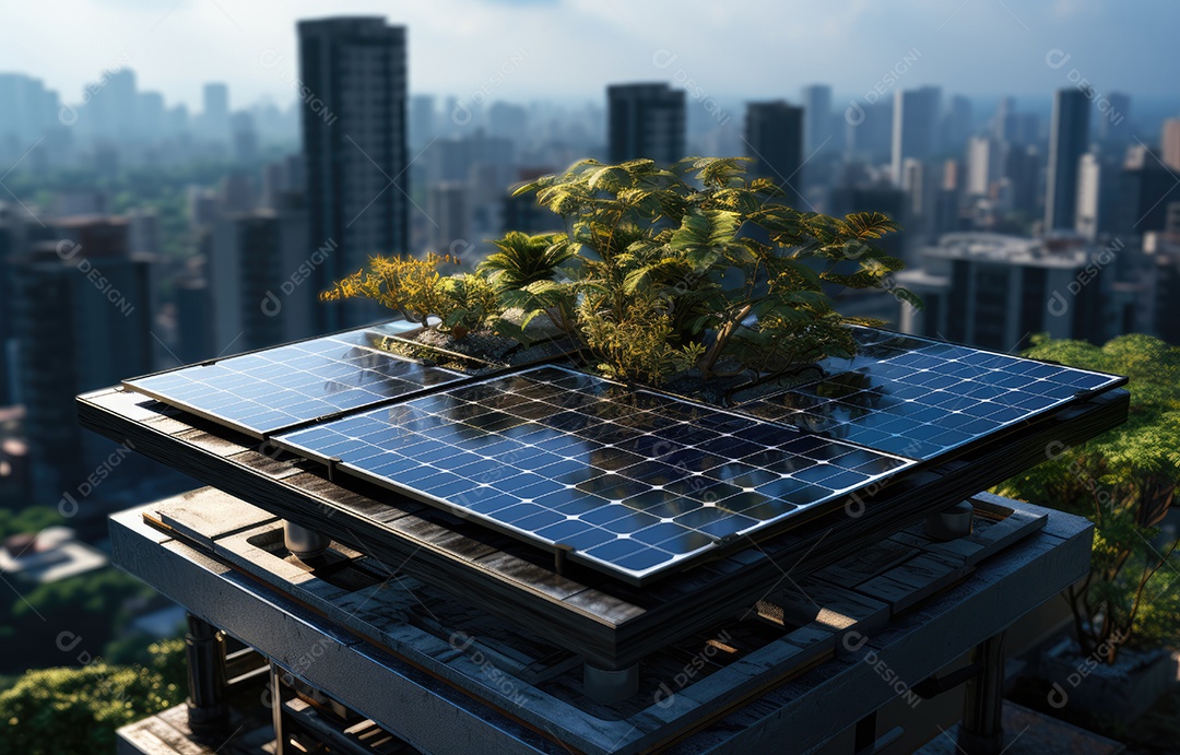 Retrato realista de placa solar