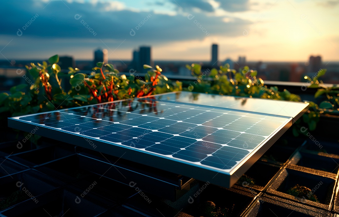 Retrato realista de placa solar