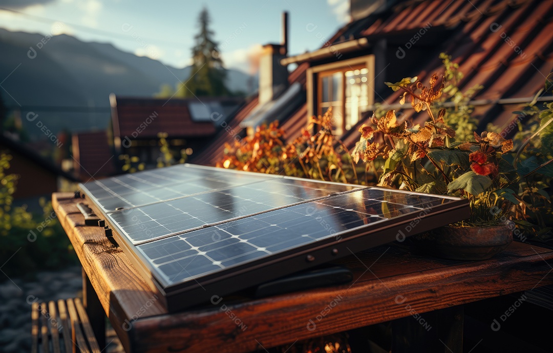 Retrato realista de placa solar