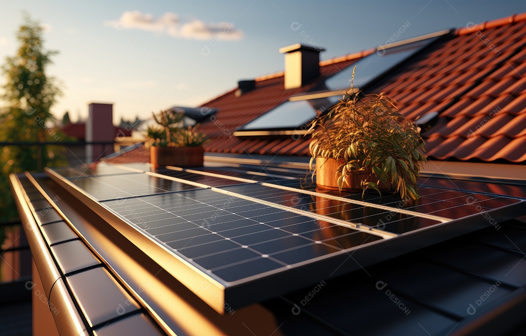 Retrato realista de placa solar