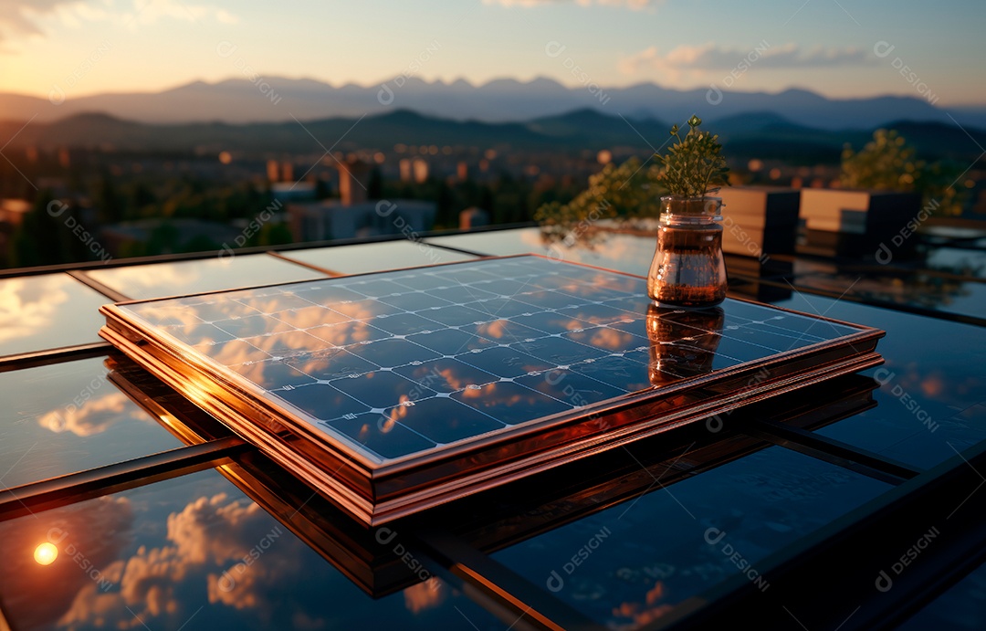 Retrato realista de placa solar