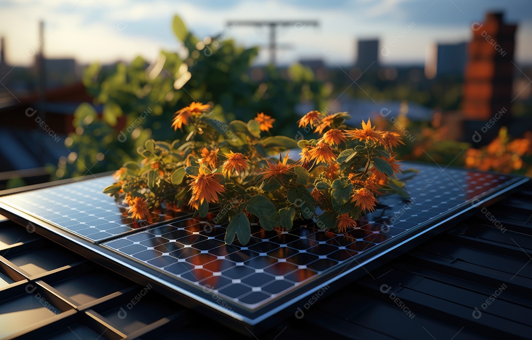 Retrato realista de placa solar