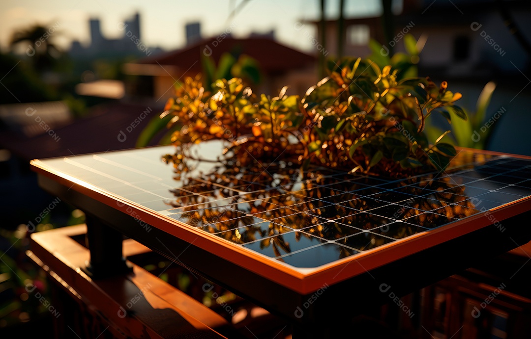 Retrato realista de placa solar