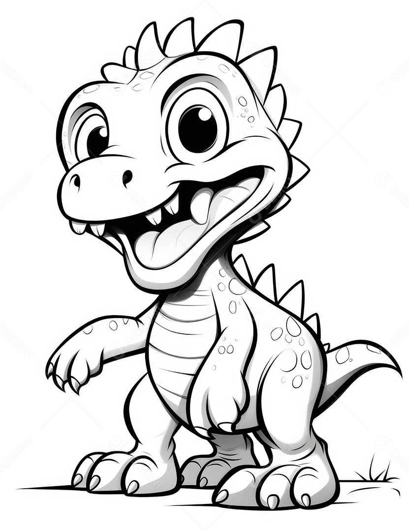 Coloração simples de dinossauro de desenho animado