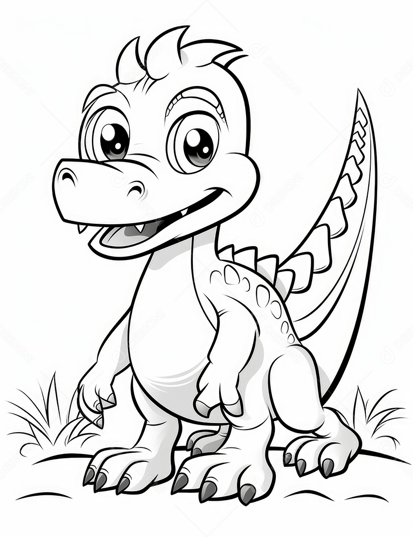 Coloração simples de dinossauro de desenho animado
