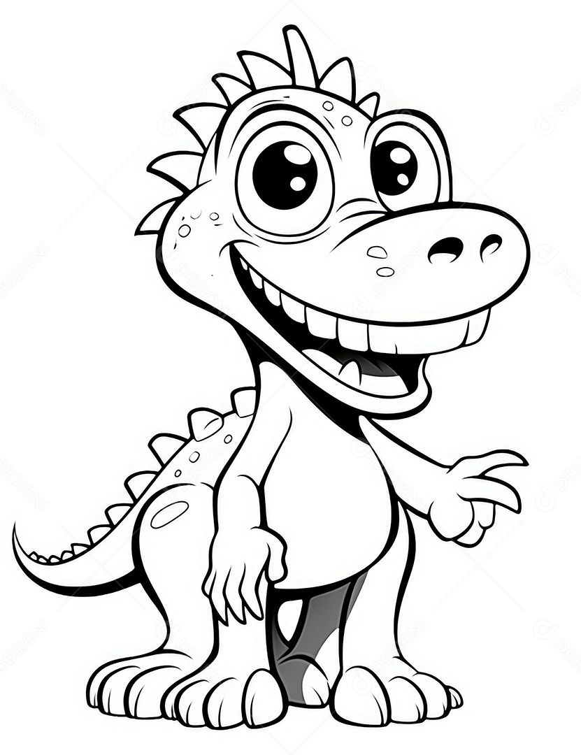 Coloração simples de dinossauro de desenho animado