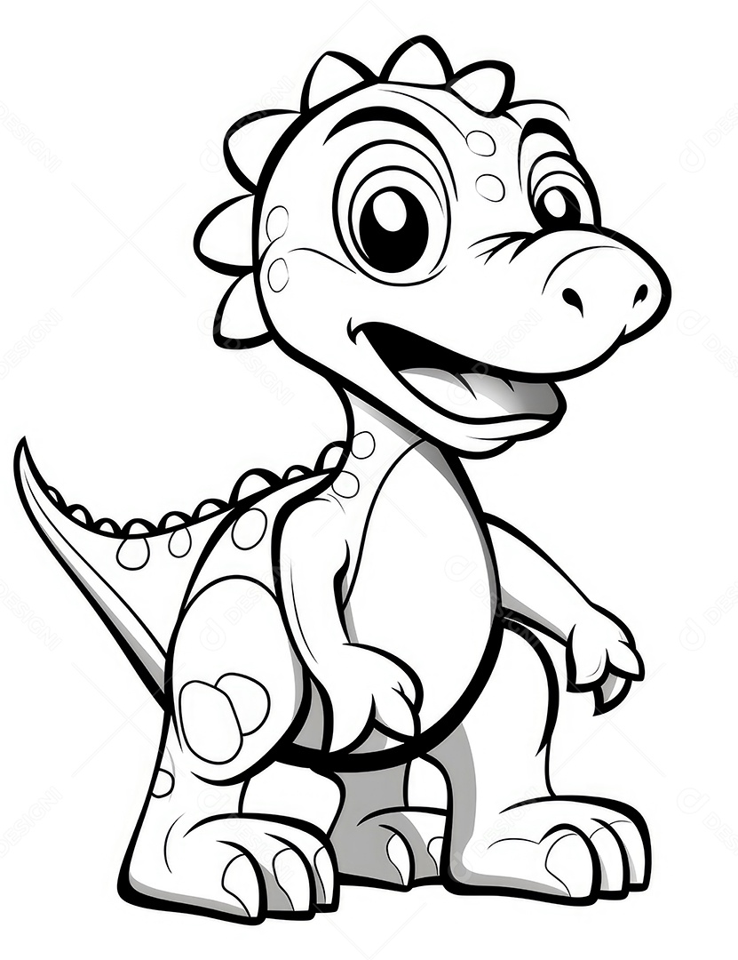 Coloração simples de dinossauro de desenho animado