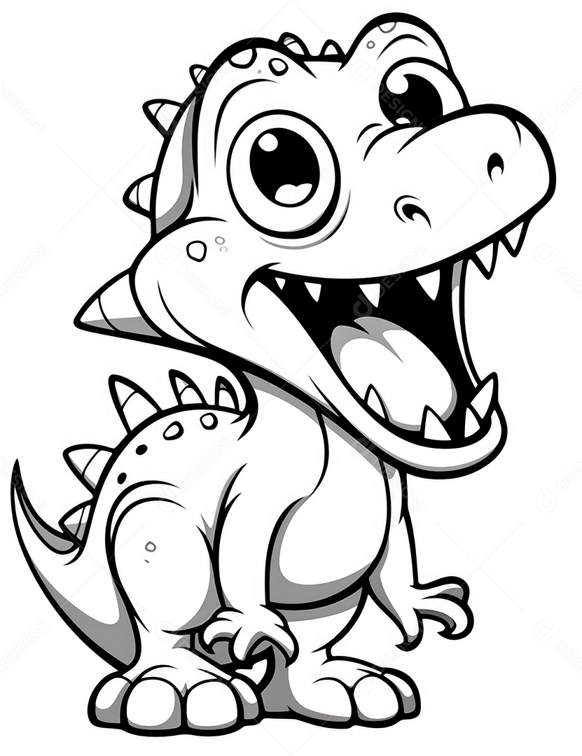 Coloração simples de dinossauro de desenho animado