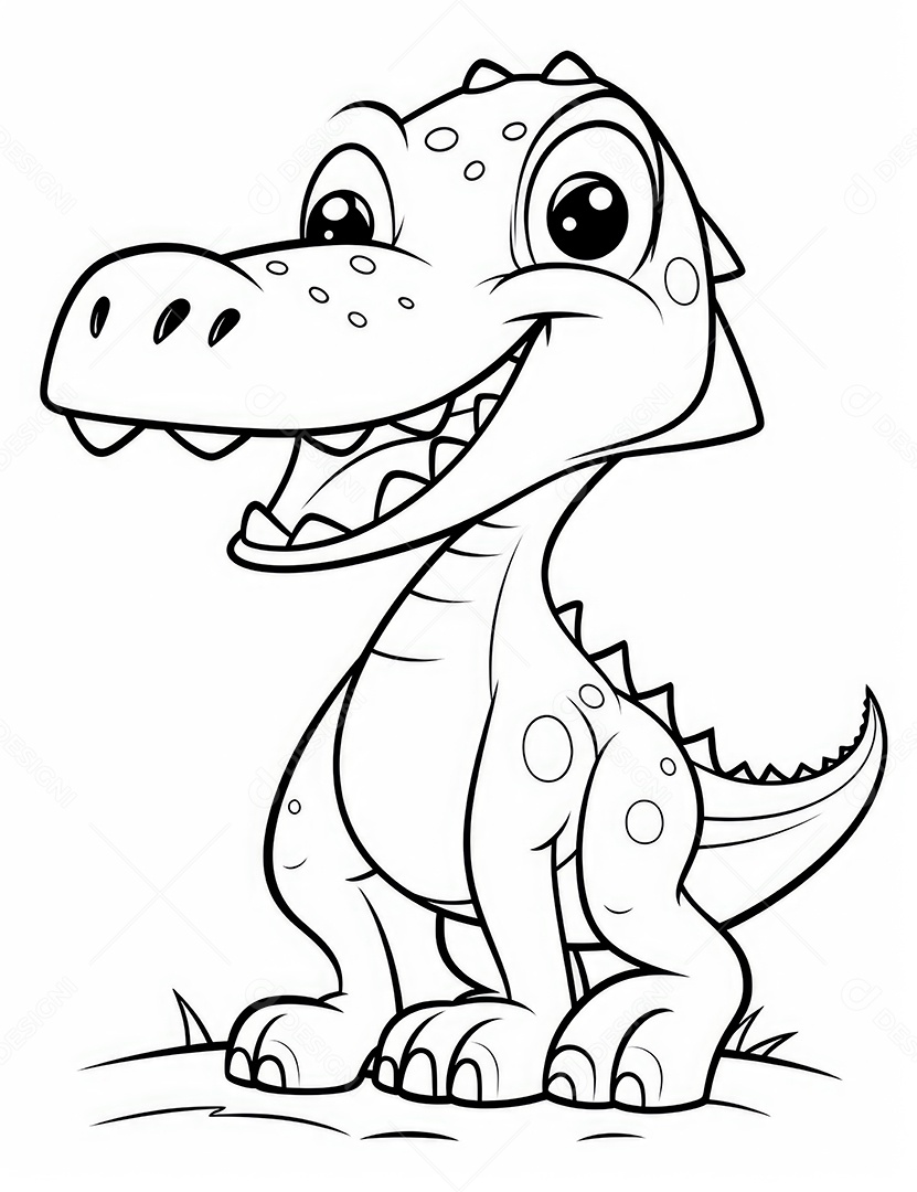 Coloração simples de dinossauro de desenho animado