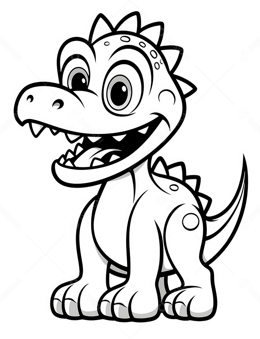 Coloração simples de dinossauro de desenho animado