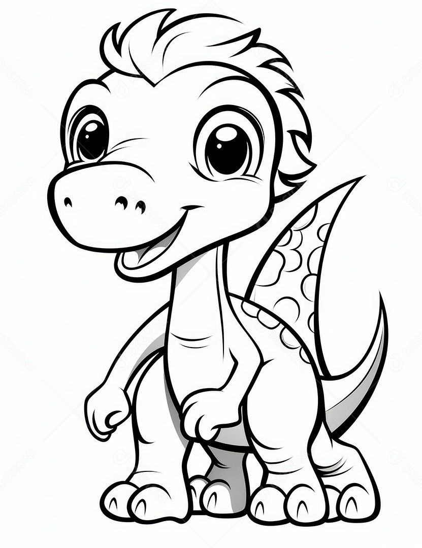 Coloração simples de dinossauro de desenho animado