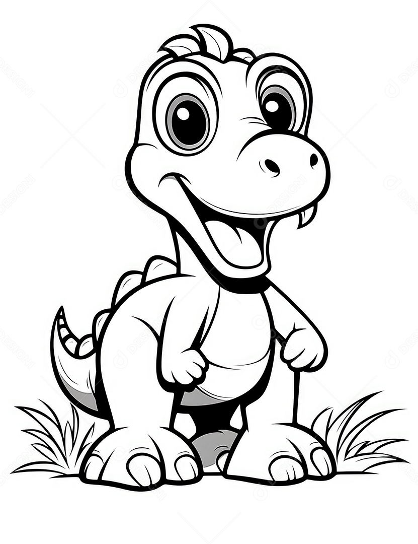 Coloração simples de dinossauro de desenho animado