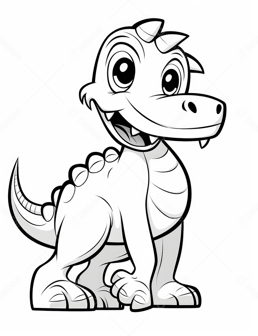 Coloração simples de dinossauro de desenho animado