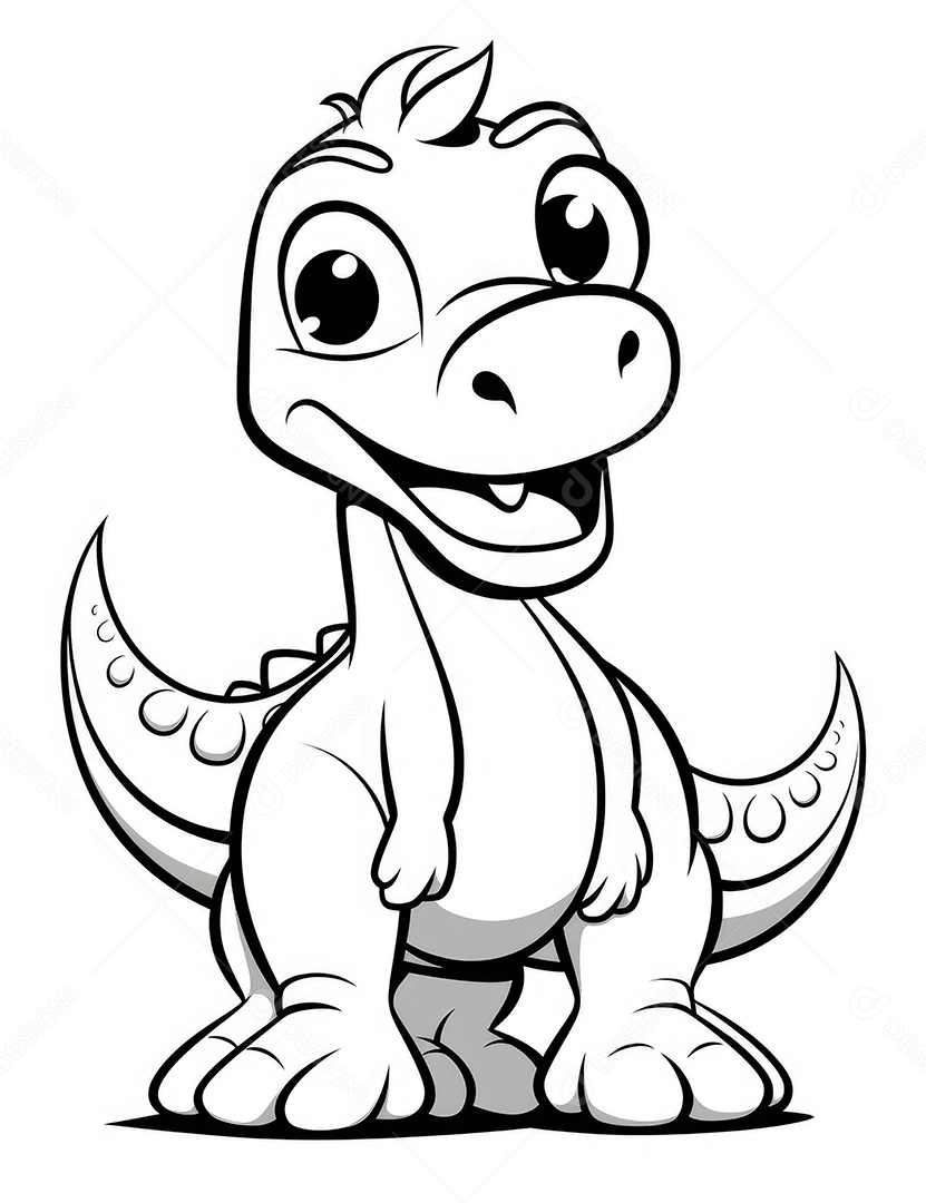 Coloração simples de dinossauro de desenho animado