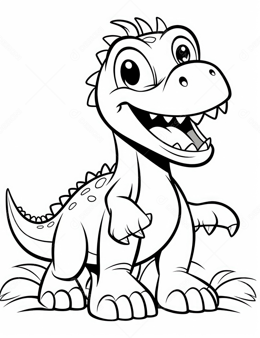 Coloração simples de dinossauro de desenho animadox