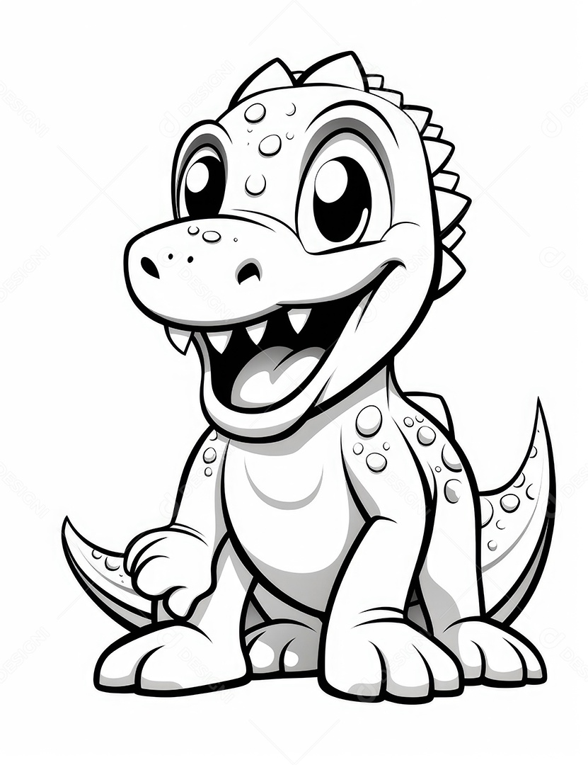 Coloração simples de dinossauro de desenho animado