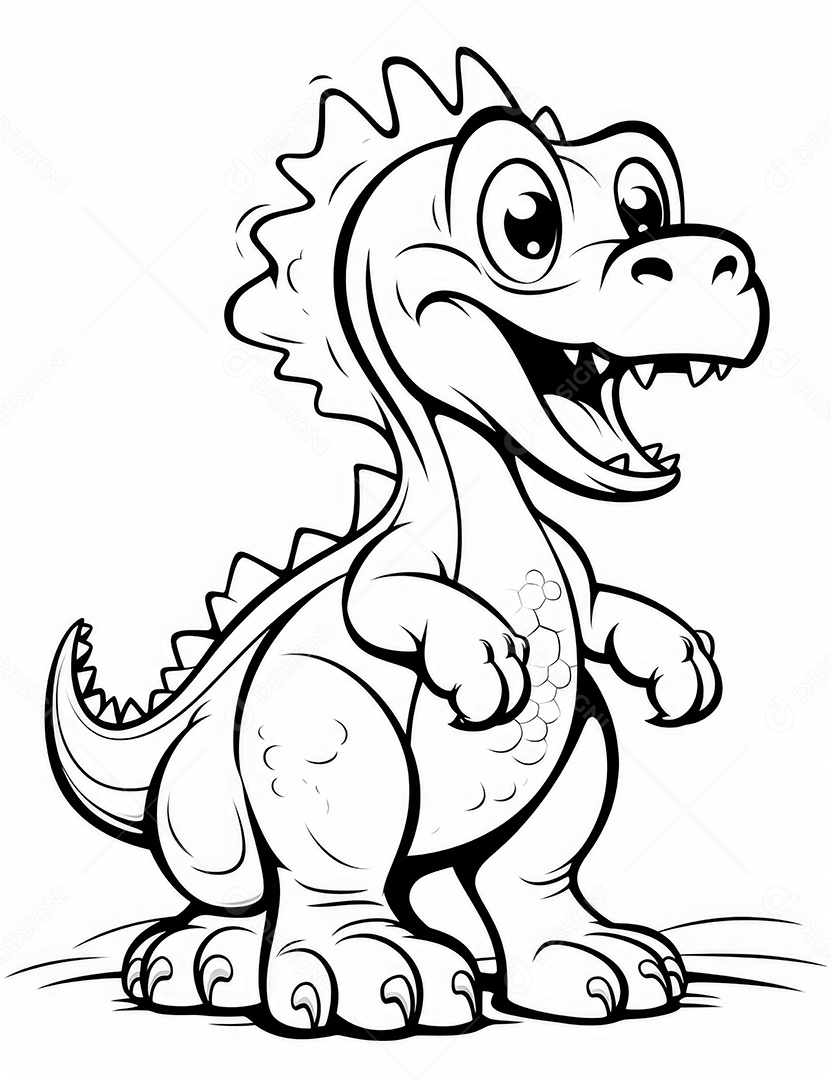 Coloração simples de dinossauro de desenho animado