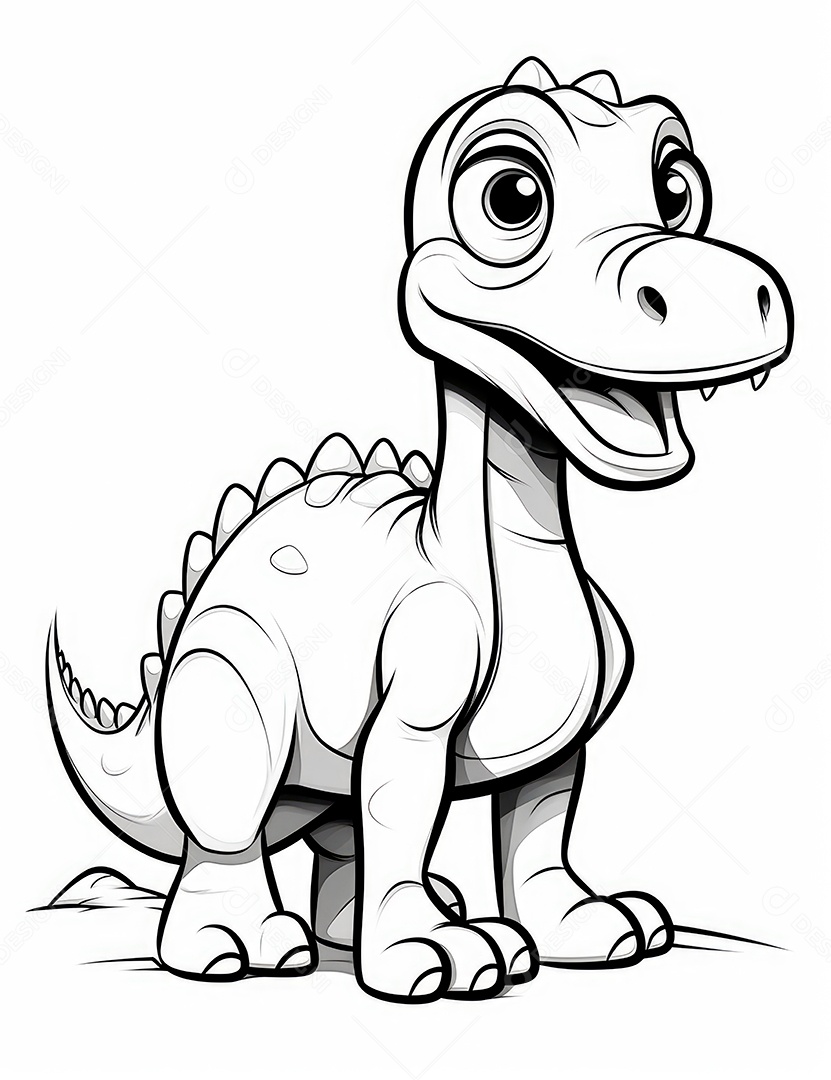 Coloração simples de dinossauro de desenho animado