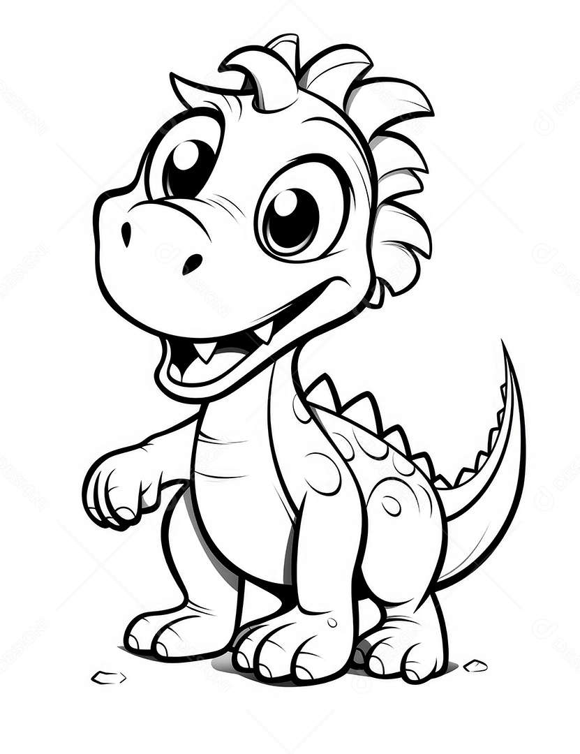 Coloração simples de dinossauro de desenho animado