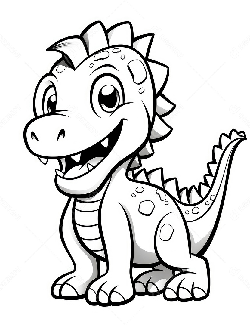 Coloração simples de dinossauro de desenho animado