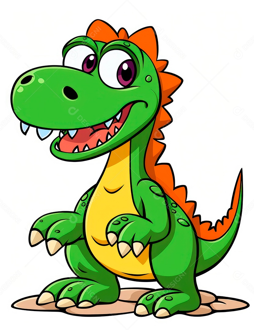 Coloração simples de dinossauro de desenho animado