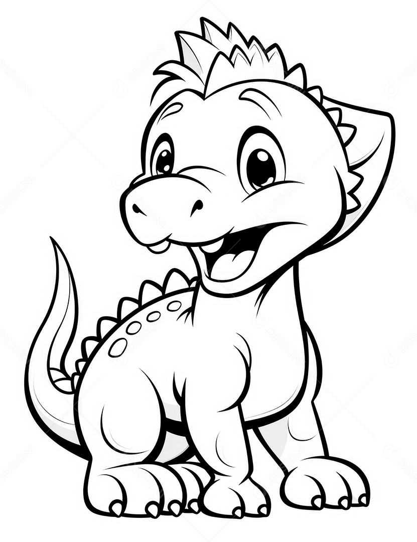 Coloração simples de dinossauro de desenho animado