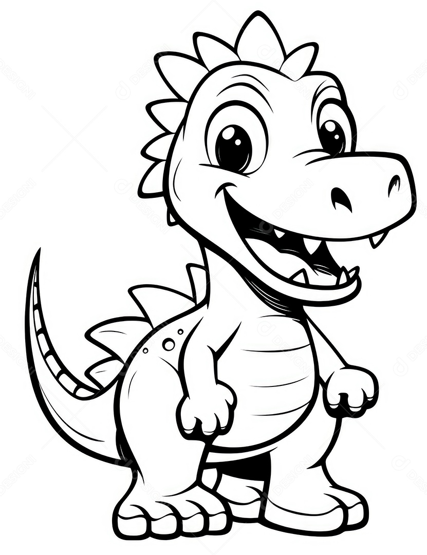 Coloração simples de dinossauro de desenho animado