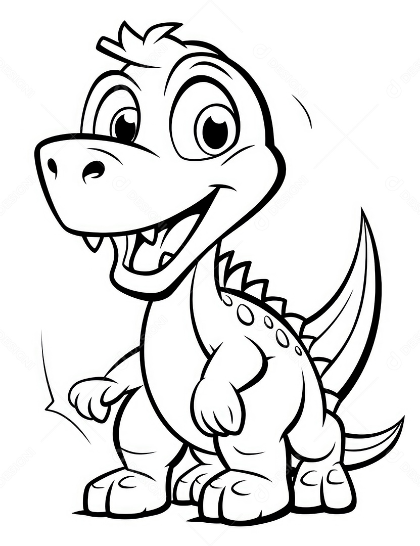 Coloração simples de dinossauro de desenho animado