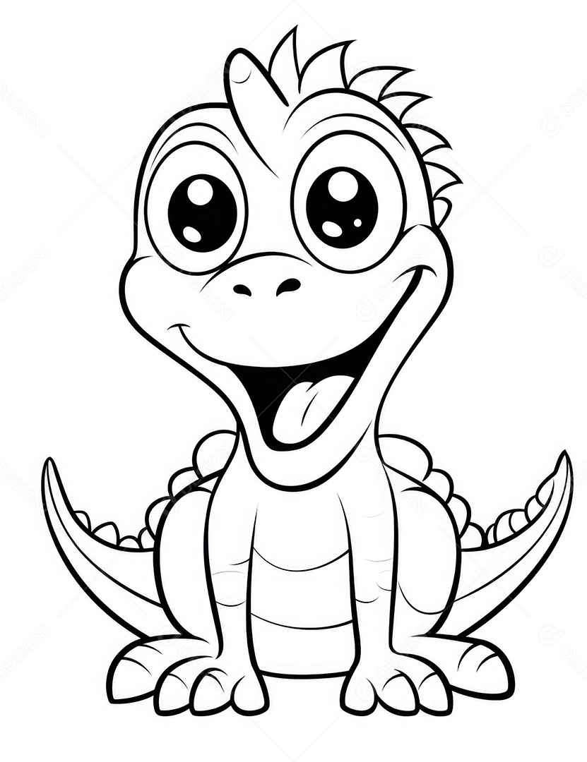 Coloração simples de dinossauro de desenho animado