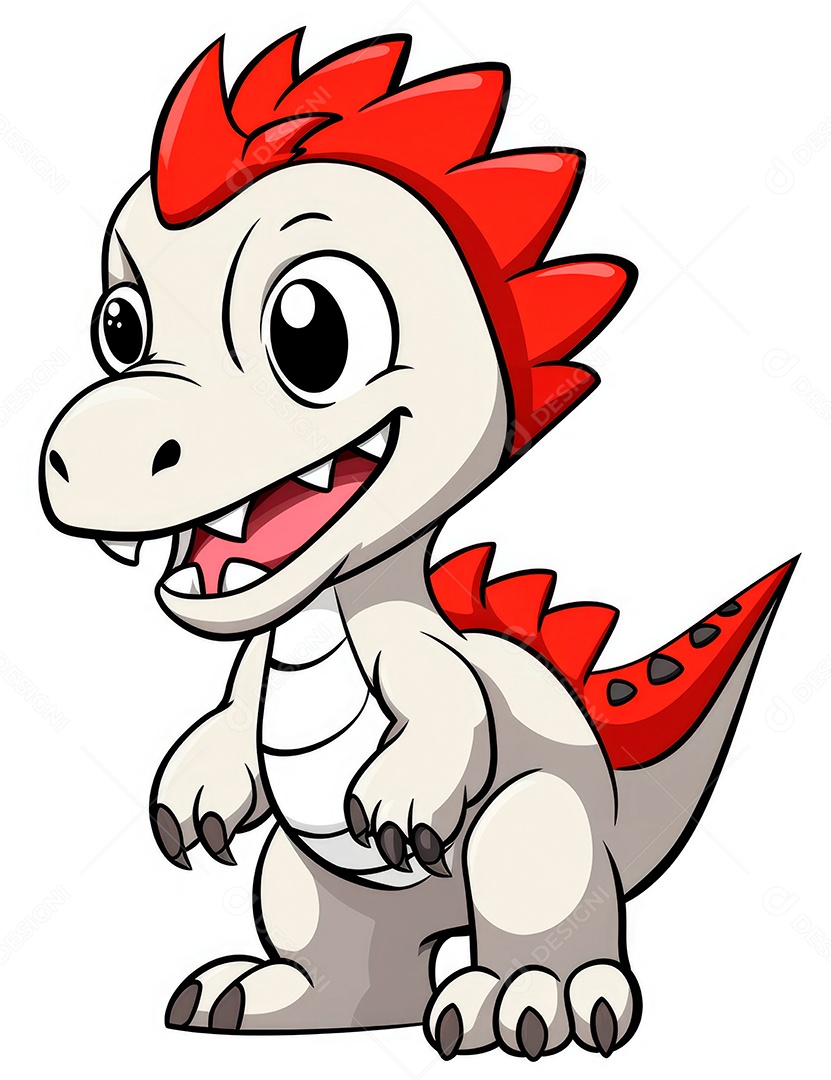 Coloração simples de dinossauro de desenho animado