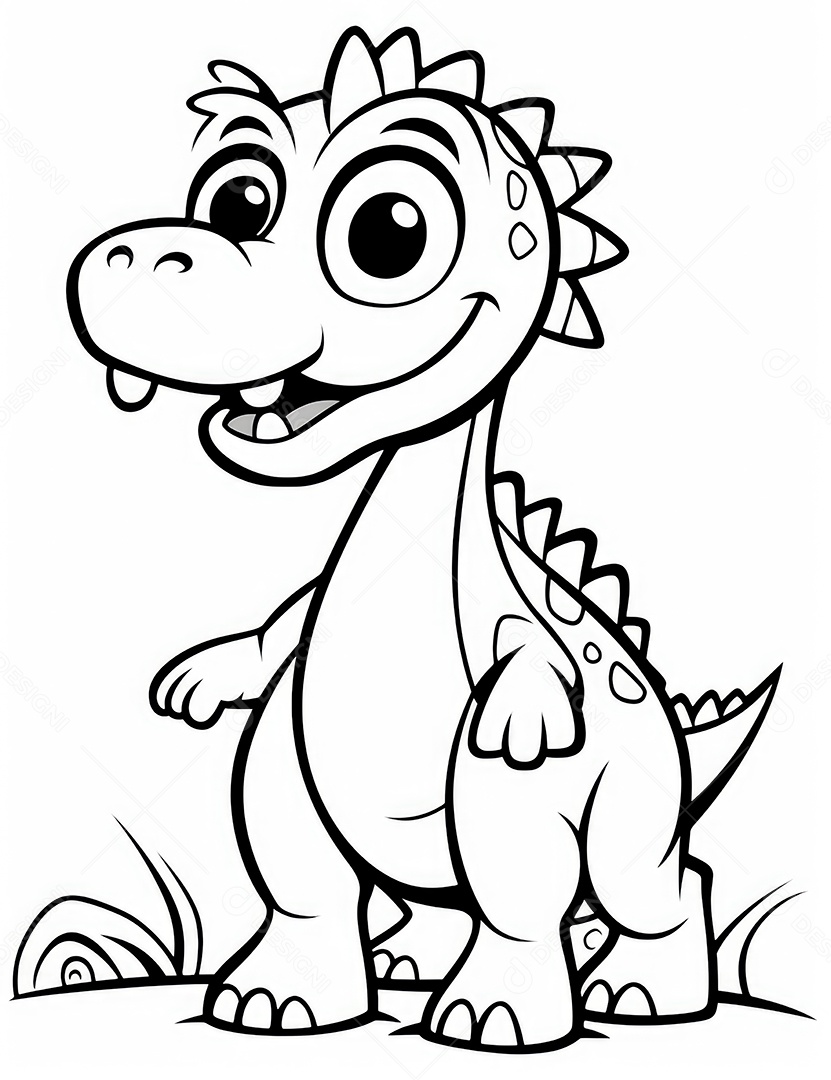 Coloração simples de dinossauro de desenho animado