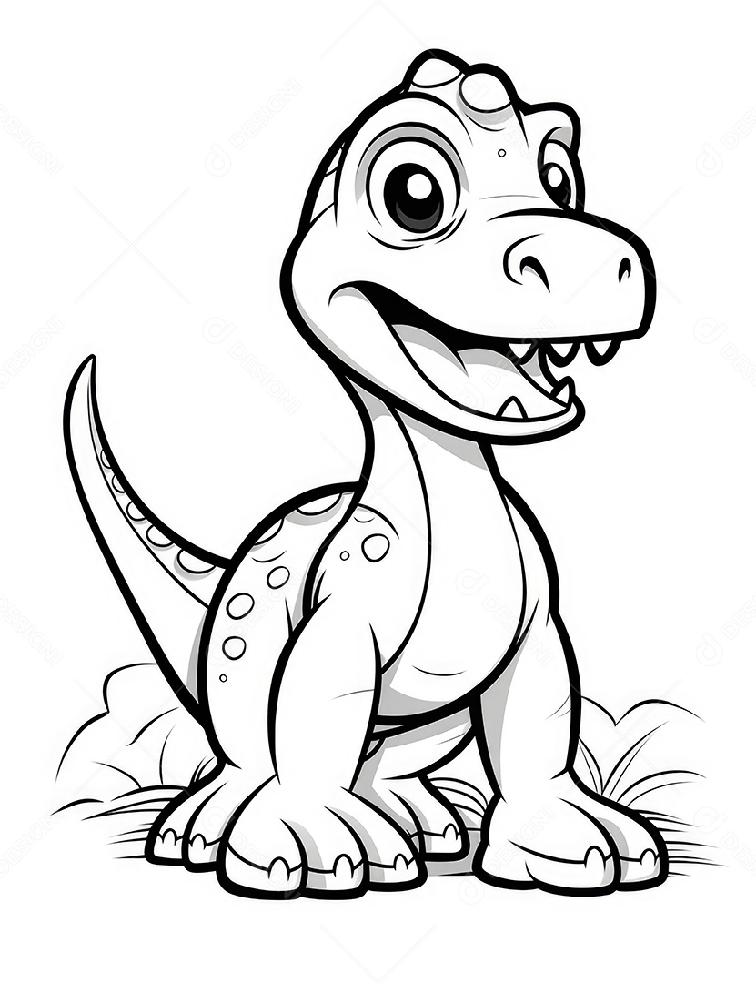 Coloração simples de dinossauro de desenho animado