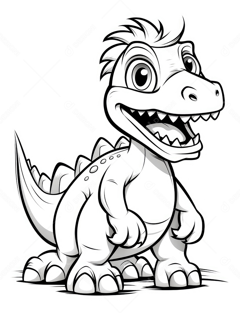 Coloração simples de dinossauro de desenho animado