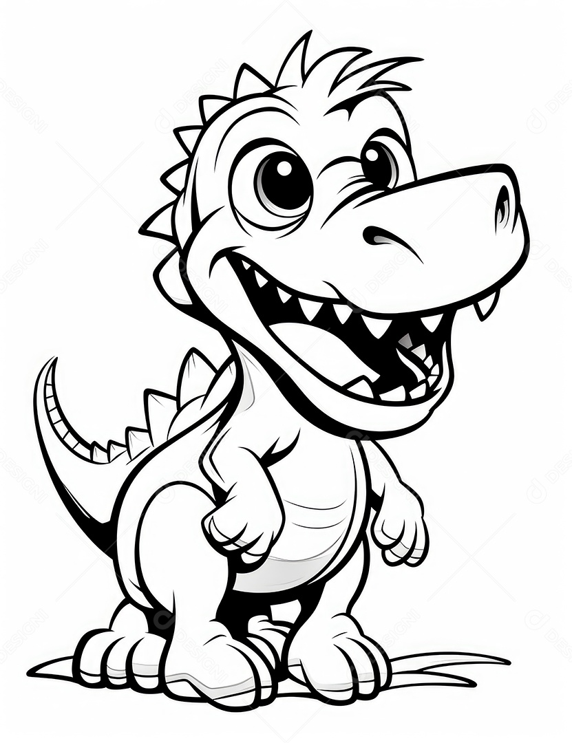 Coloração simples de dinossauro de desenho animado